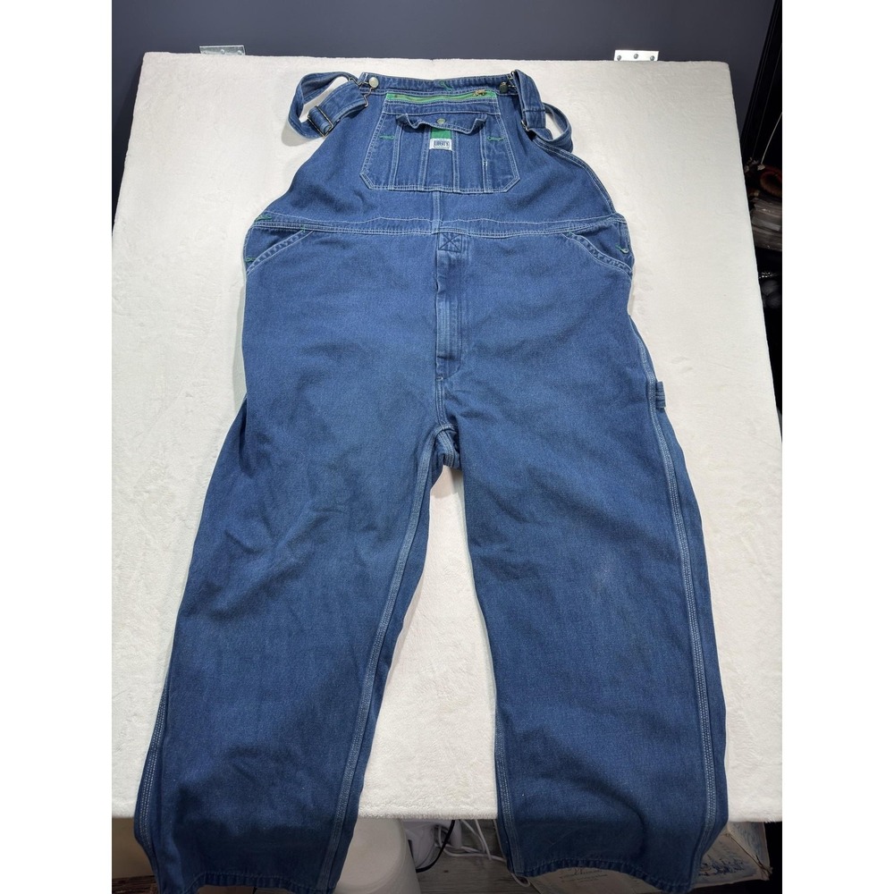 Liberty Overalls Mens 48x30 Blue Denim Bib Relaxed Fit Workwear Pockets Utility